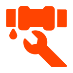 Wrench fixing leaking pipe icon